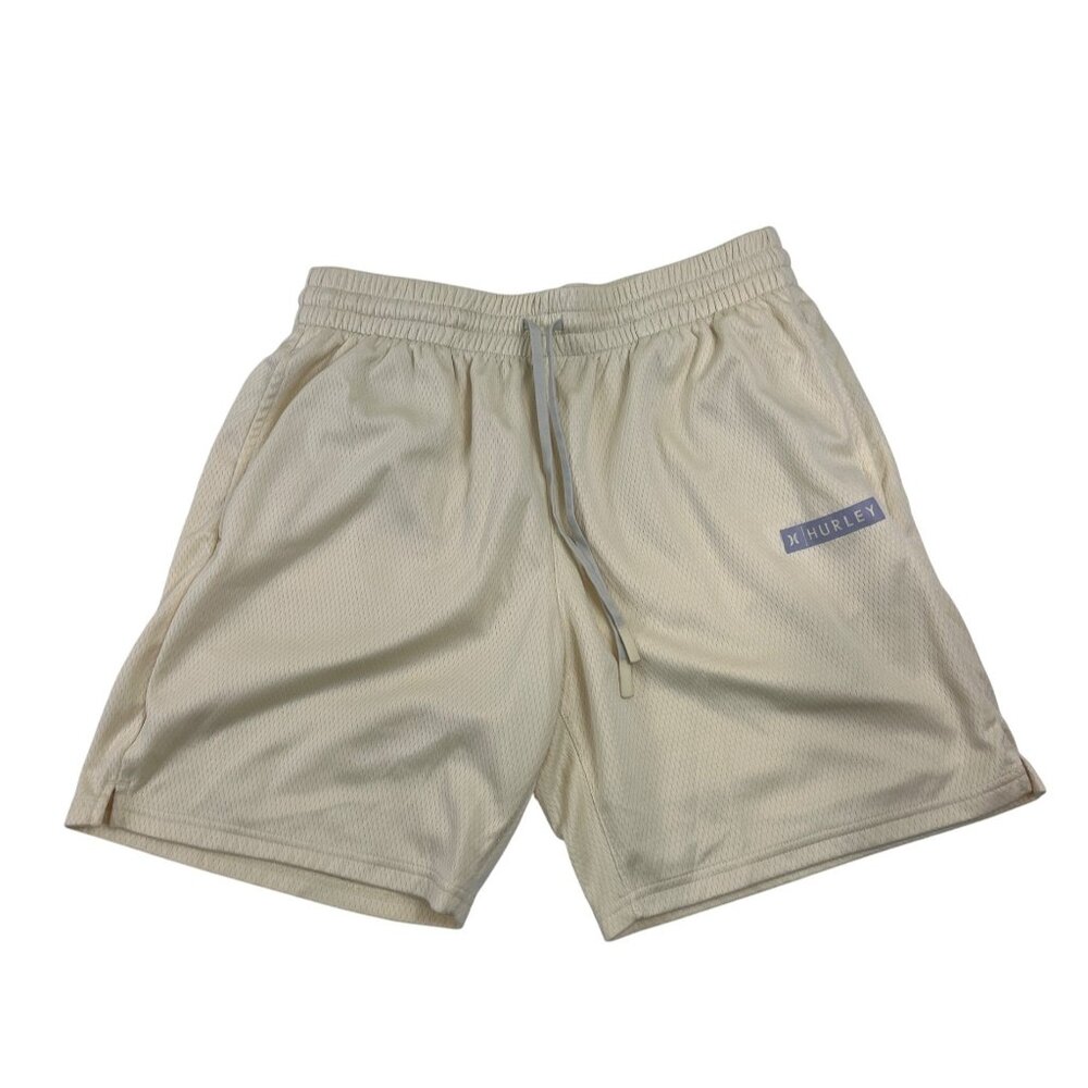Hurley Mens Beige Athletic Shorts M Polyester Lightweight 18a